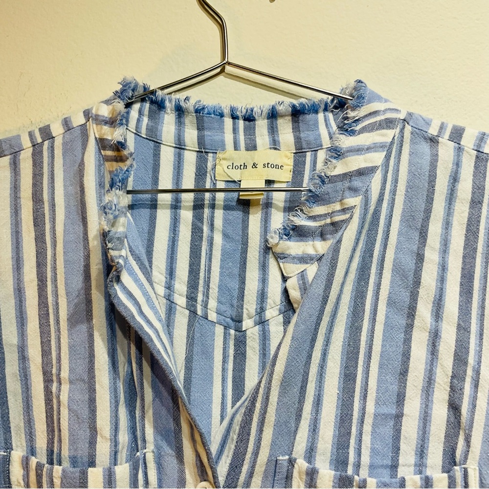 Cloth & Stone Blue Striped Tunic Top Dress Size S. Beach Oversized Shirt - Picture 5 of 8